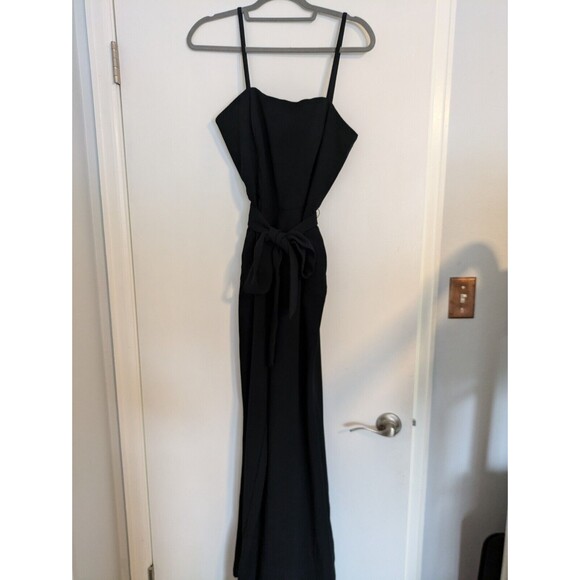 Vineyard Vines Women Size 8 Solid Black Spaghetti Strap Sleeveless Jumpsuit - Picture 6 of 7